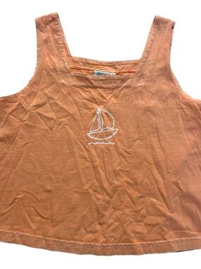 Fresh Produce Peach Orange Sailboat Square Neck Boxy Tank Top Women's Small